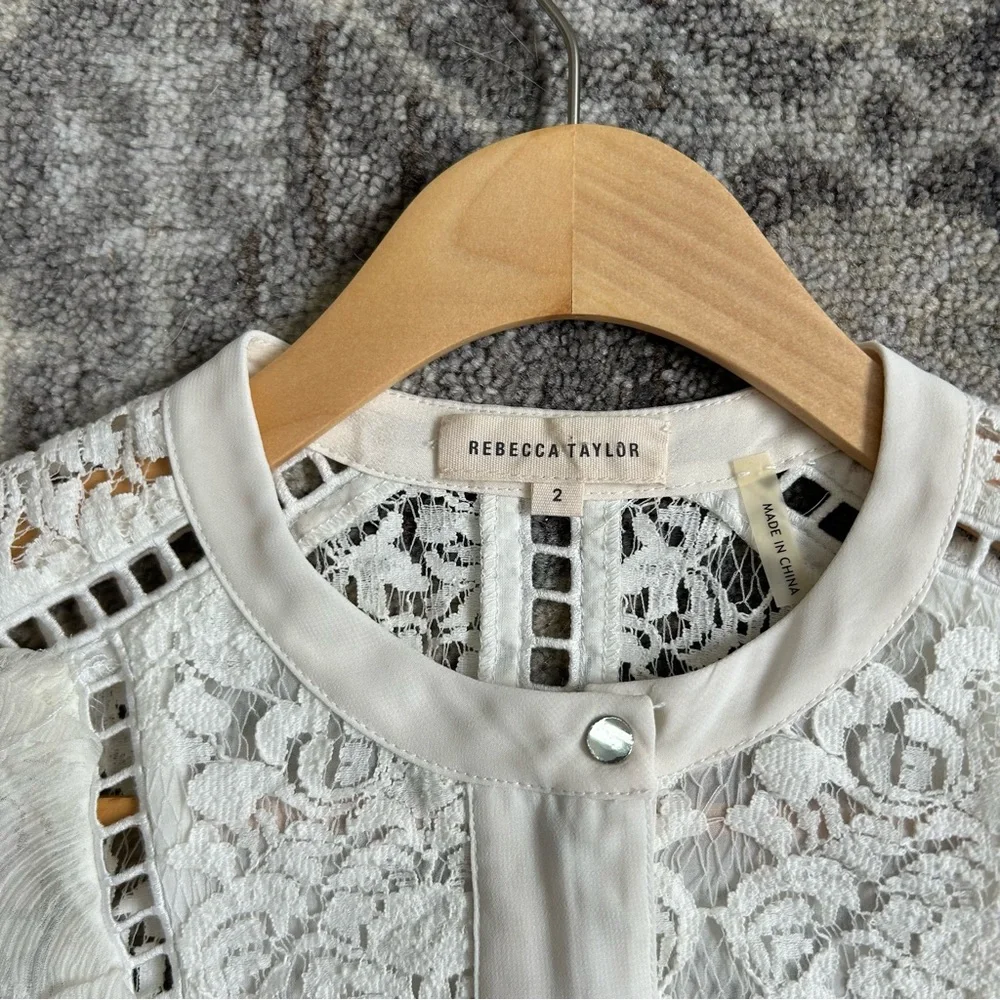 🤍 Rebecca Taylor White Lace Blouse - Picture 2 of 9